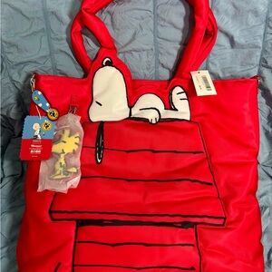 Peanuts Red Tote with Snoopy and Friends